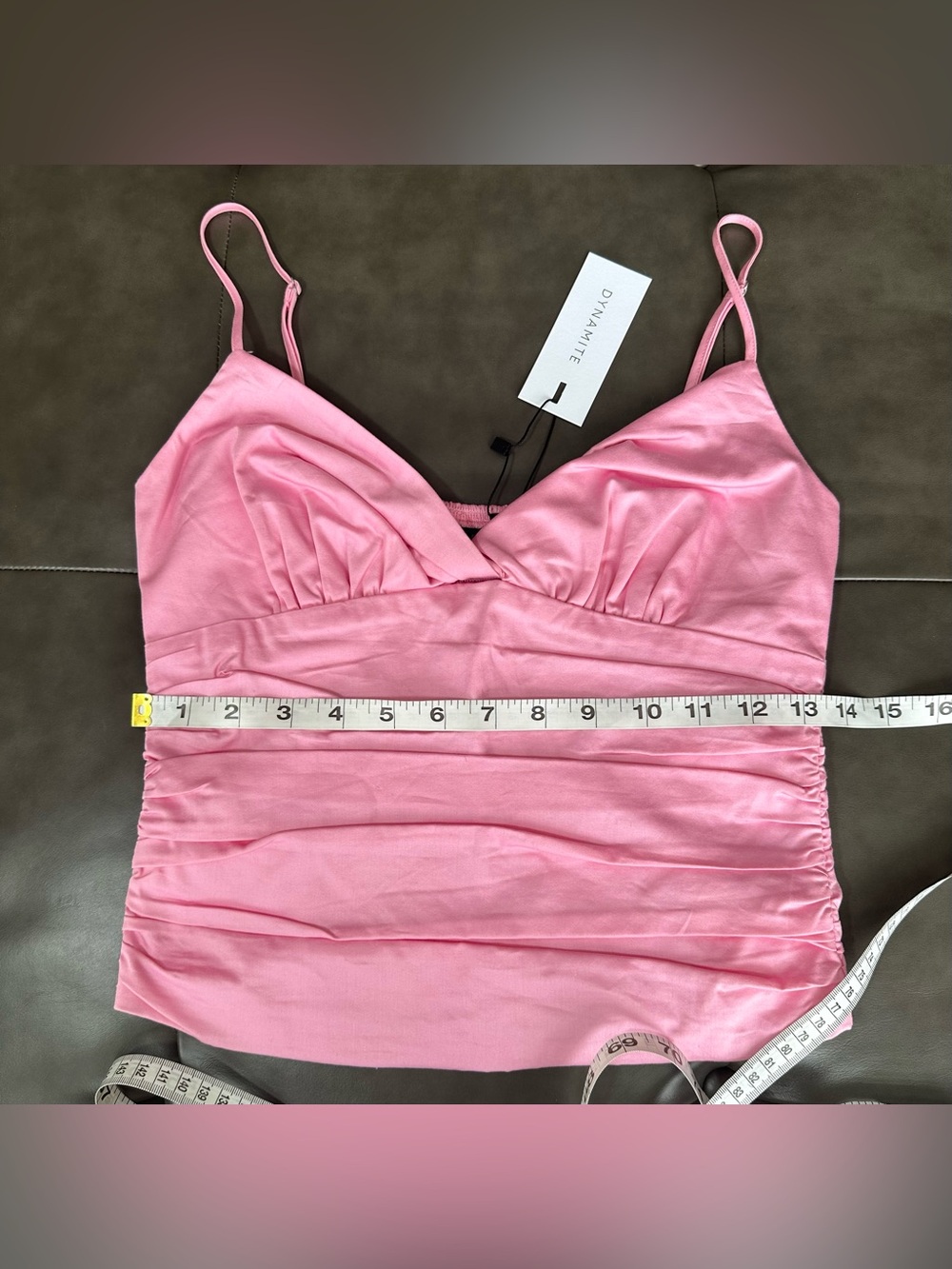 Dynamite Prism Pink Ruched Twist Cami Top NWT XS - Picture 9 of 13